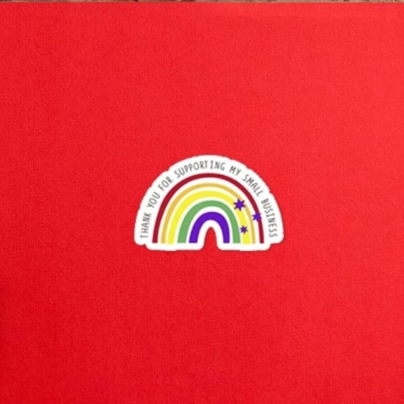 50 THANK YOU FOR SUPPORTING MY SMALL BUSINESS Rainbow Star Stickers 1" … - Picture 3 of 7